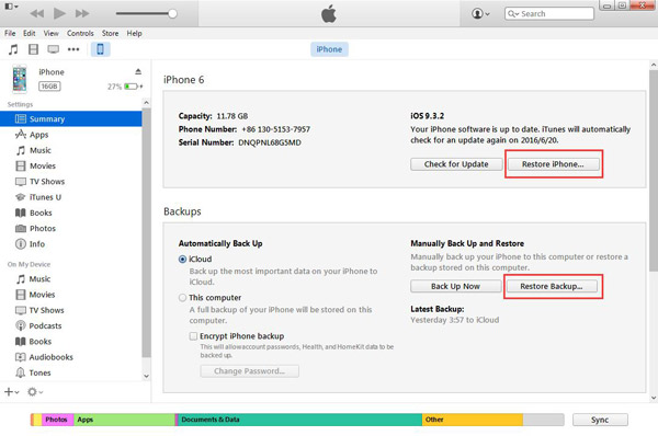 Restore iPhone with iTunes